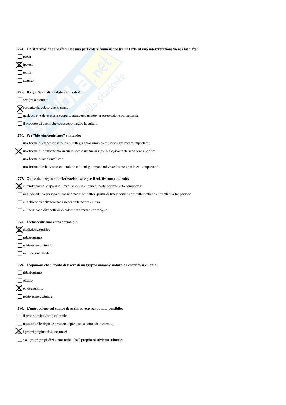 Paniere completo di Antropologia e antropologia della moda (2025) - Risposte multiple e aperte Pag. 41