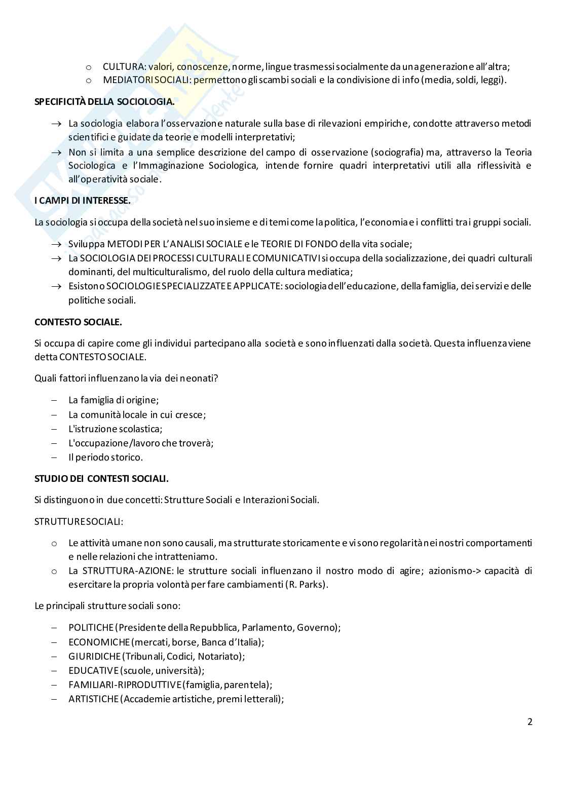 Riassunto per l'esame di Sociologia generale, testo consigliato dal prof. Alietti, Progetto sociologia. Guida all'immaginazione sociologica, Pearson. Pag. 2