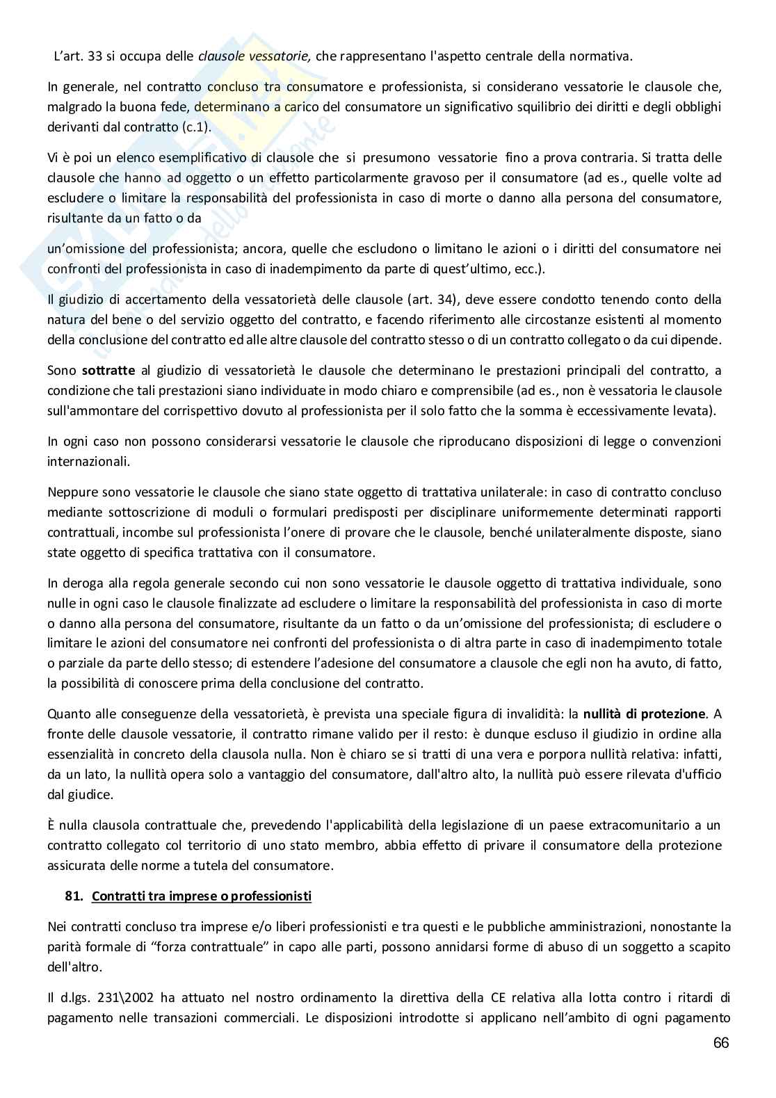 Riassunto esame Diritto Civile, Prof. Mora Andrea, libro consigliato Il contratto e il fatto illecito, Parte II: Il Contratto, E. Lucchini Guastalla  Pag. 66