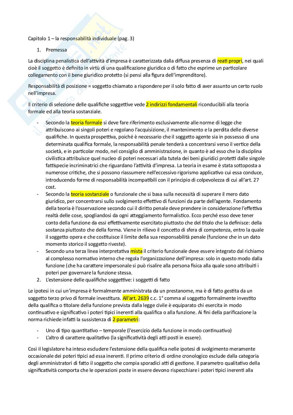 Riassunto esame Diritto penale commerciale, Prof. Monaco Lucio, libro consigliato Diritto penale dell'economia, Mazzacuva, Amati Pag. 1