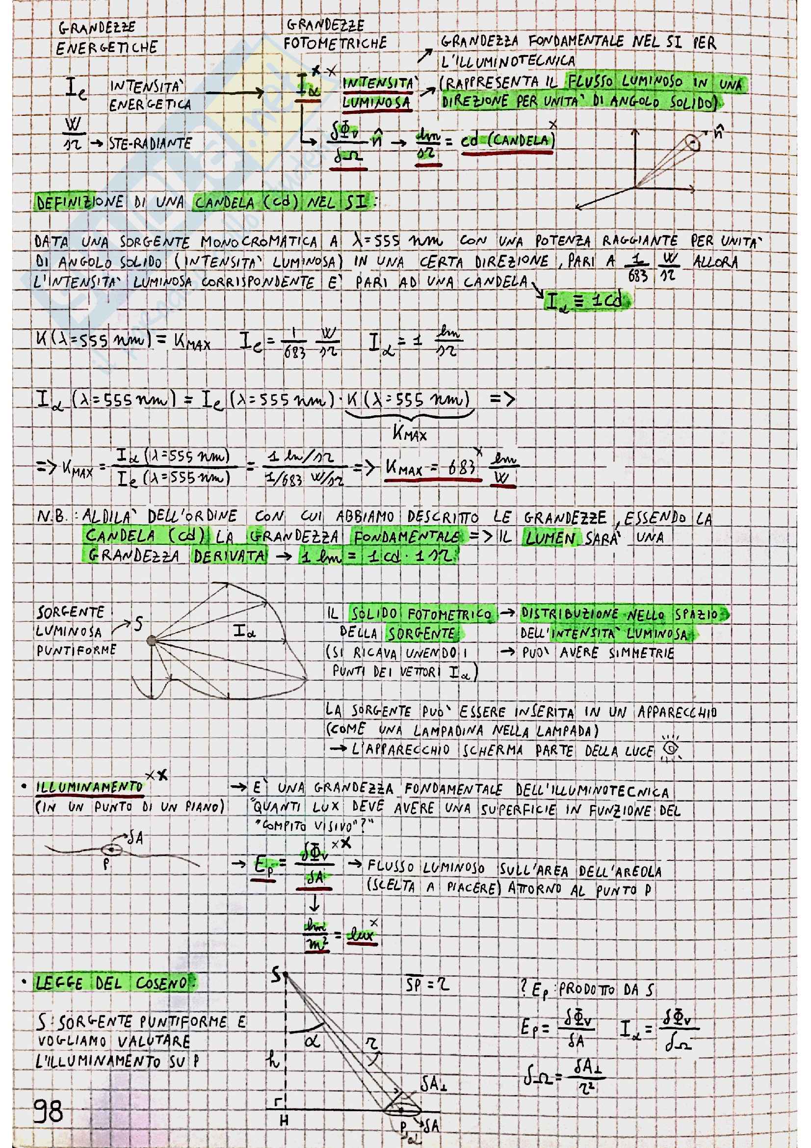Fisica tecnica - Illuminotecnica e Acustica - 17 pagg. Pag. 2