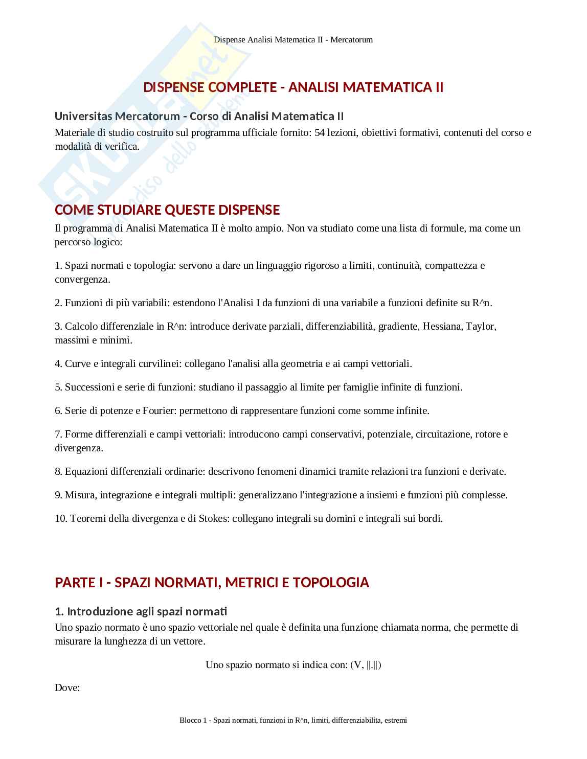 Analisi matematica II per ripasso Pag. 1