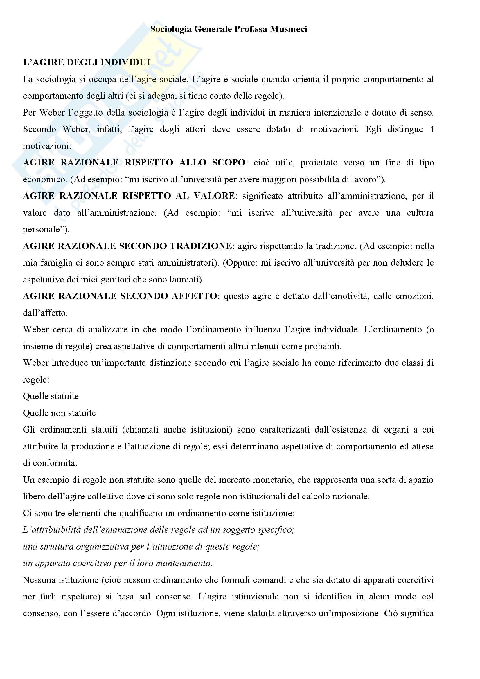 Sociologia generale - nozioni Pag. 1