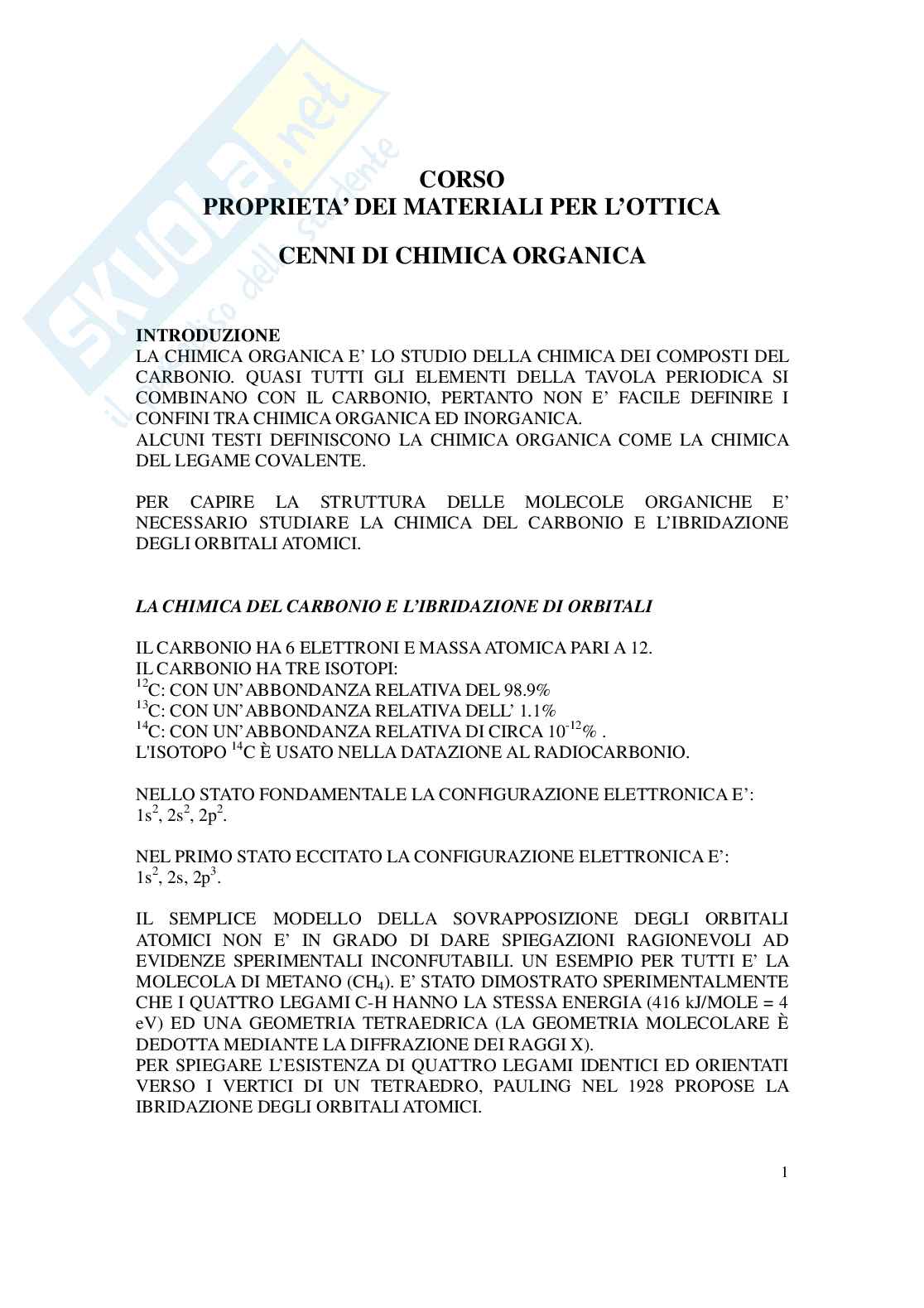 Chimica organica Pag. 1