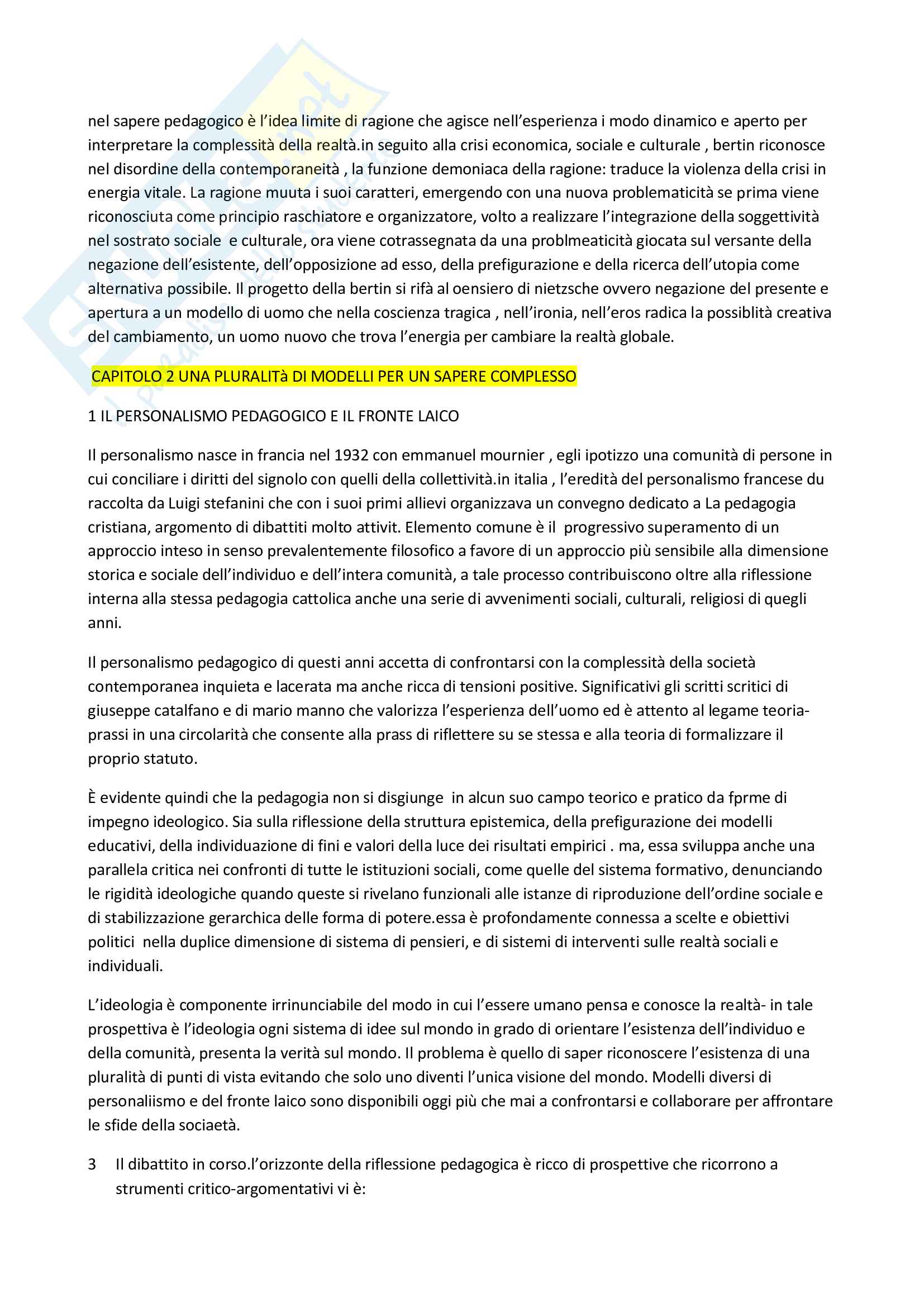 Riassunto esame Pedagogia Generale, prof. Loiodice, libro consigliato Manuale di Pedagogia e Didattica, Frabboni, Minerva Pag. 6