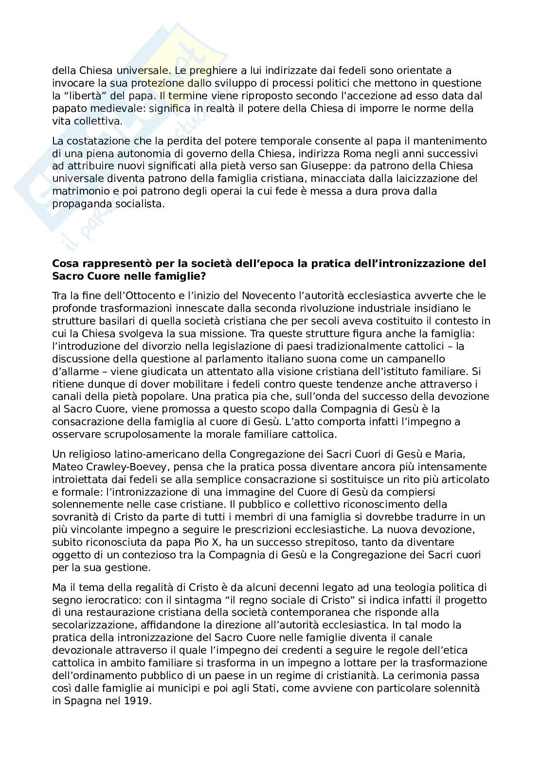 Riassunto esame Storia moderna, Prof. Tosti Mario, libro consigliato Il potere delle devozioni. Pietà popolare e uso politico dei culti in età contemporanea , Menozzi Pag. 6