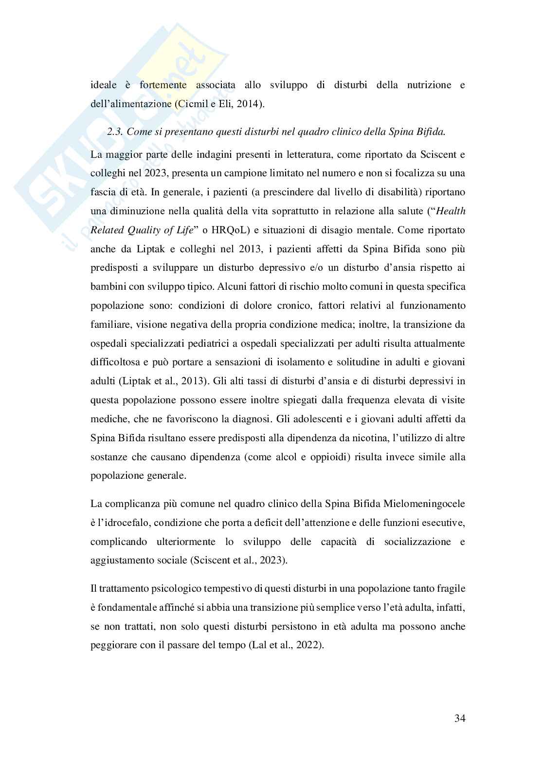 Spina bifida: aspetti clinici e psicologici nei pazienti e caregiver Pag. 36