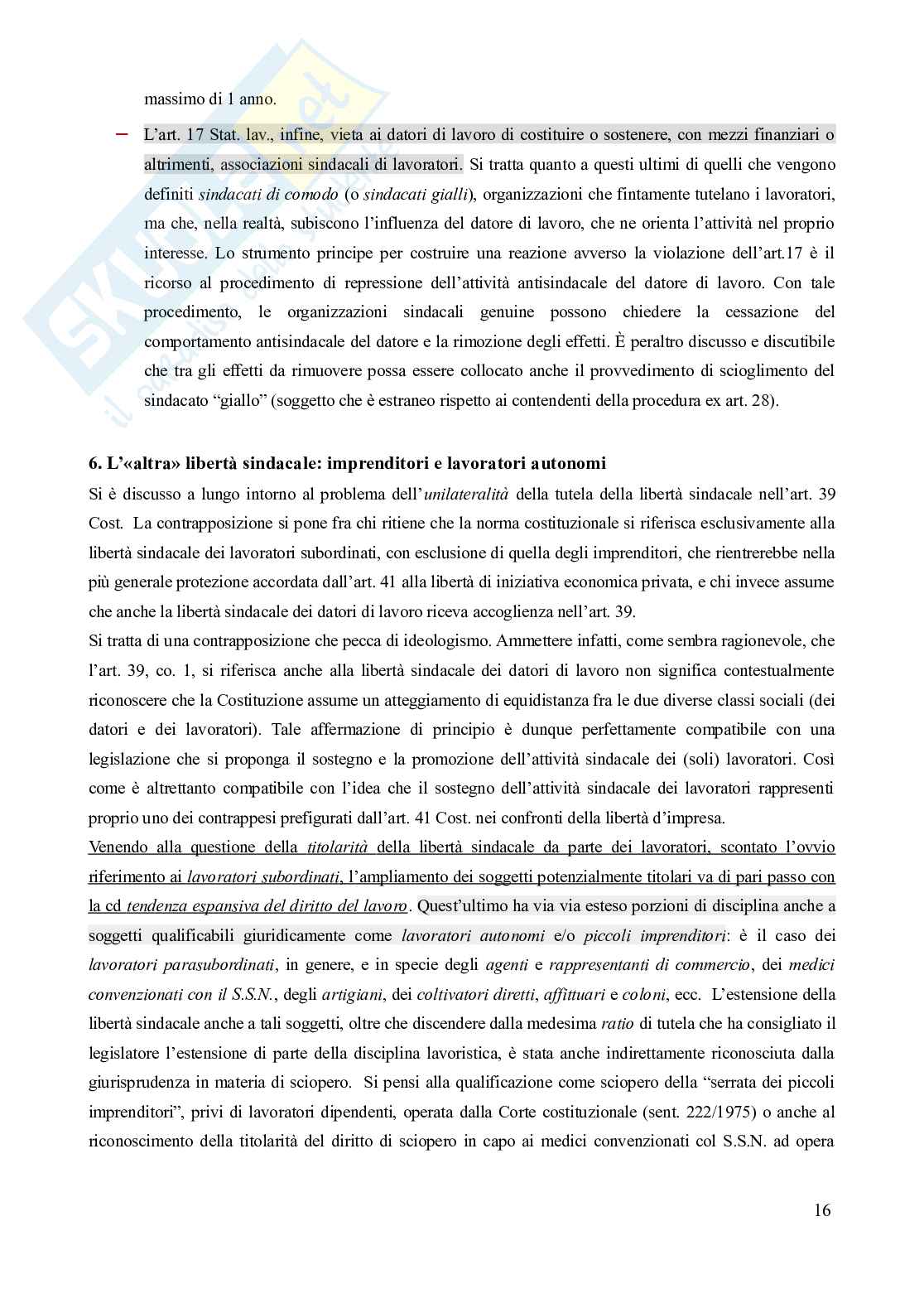 Riassunto esame Diritto del lavoro, Prof. Carinci Maria Teresa, libro consigliato Manuale di diritto del lavoro, Mazzotta Pag. 16