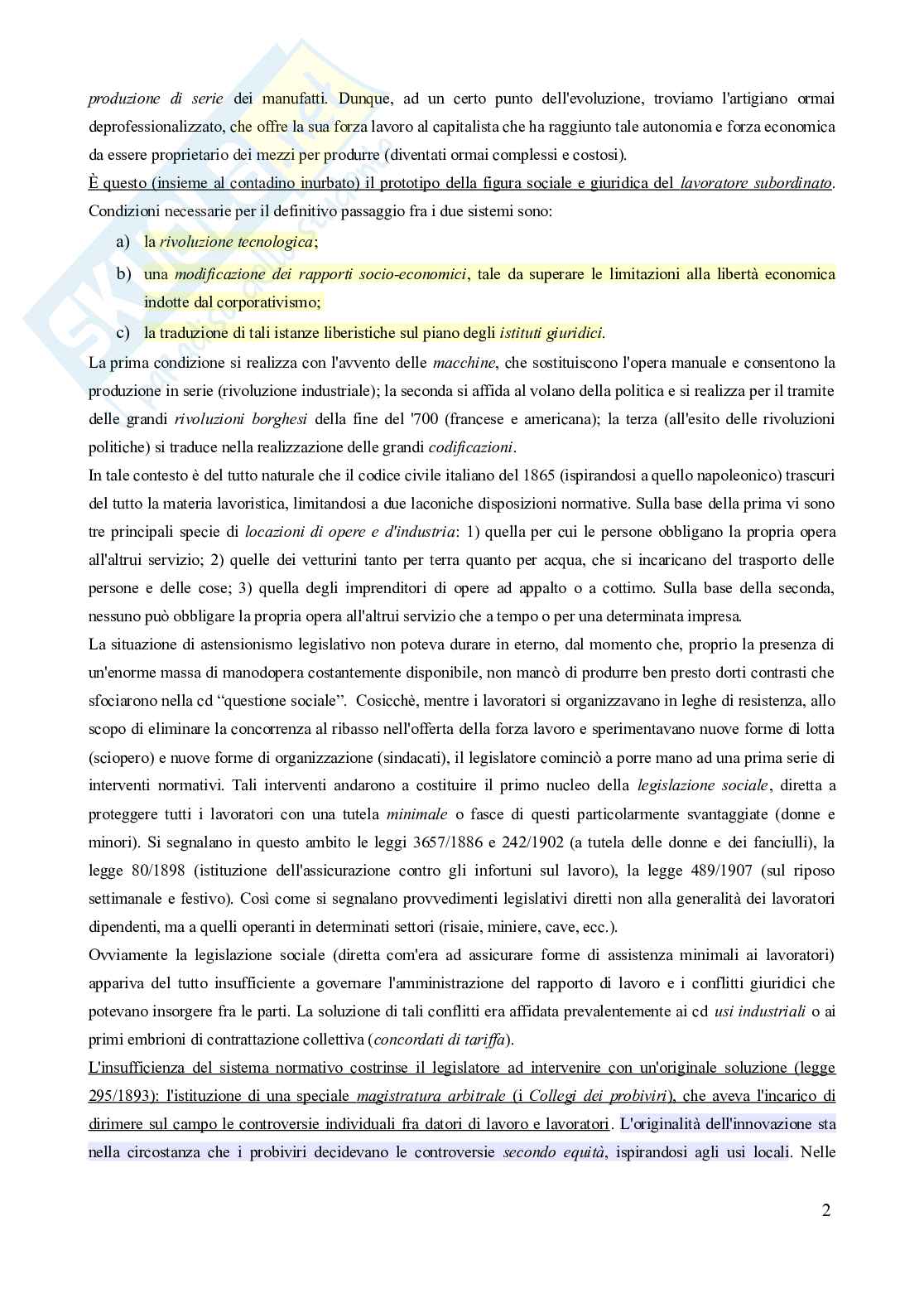 Riassunto esame Diritto del lavoro, Prof. Carinci Maria Teresa, libro consigliato Manuale di diritto del lavoro, Mazzotta Pag. 2
