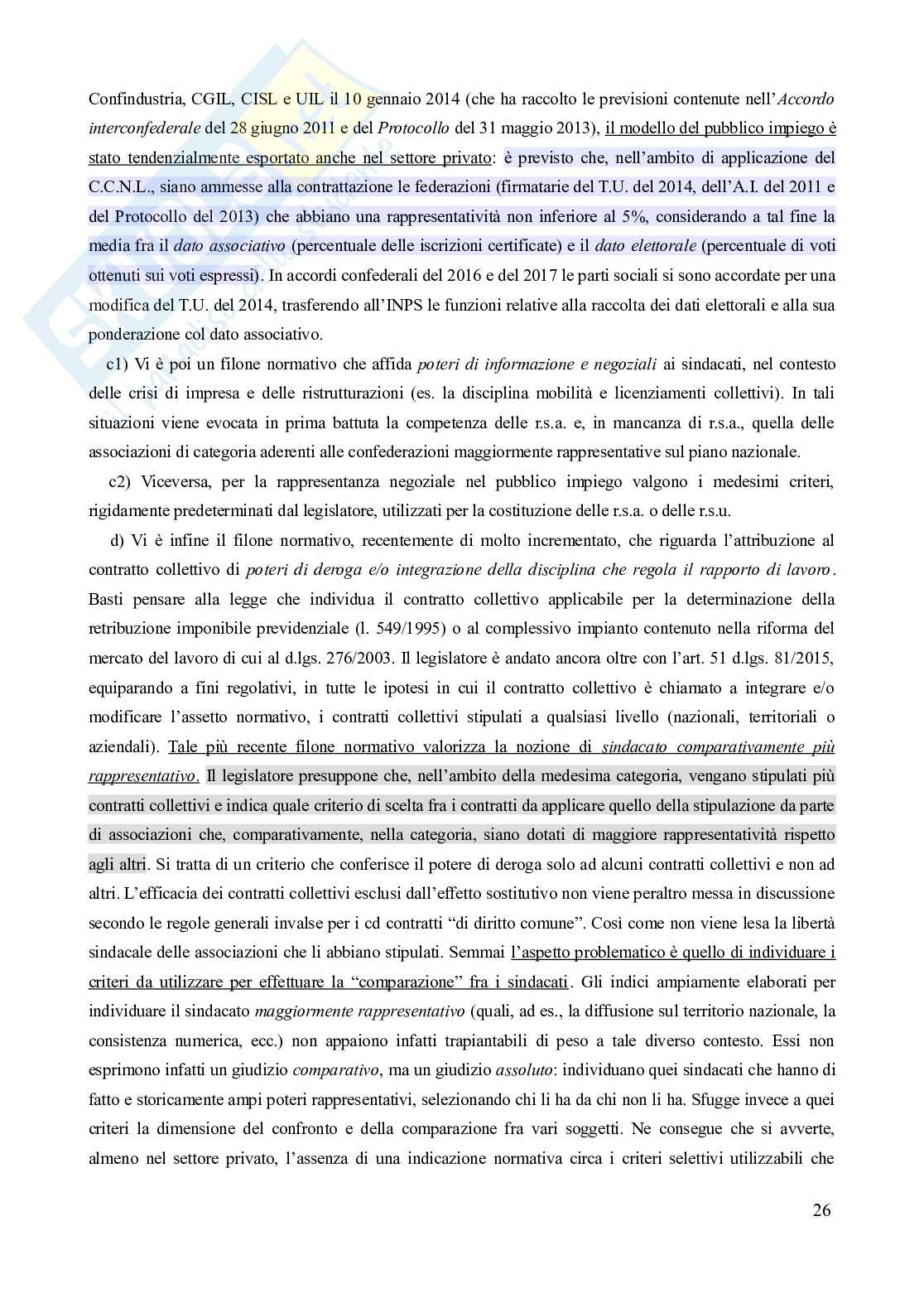 Riassunto esame Diritto del lavoro, Prof. Carinci Maria Teresa, libro consigliato Manuale di diritto del lavoro, Mazzotta Pag. 26