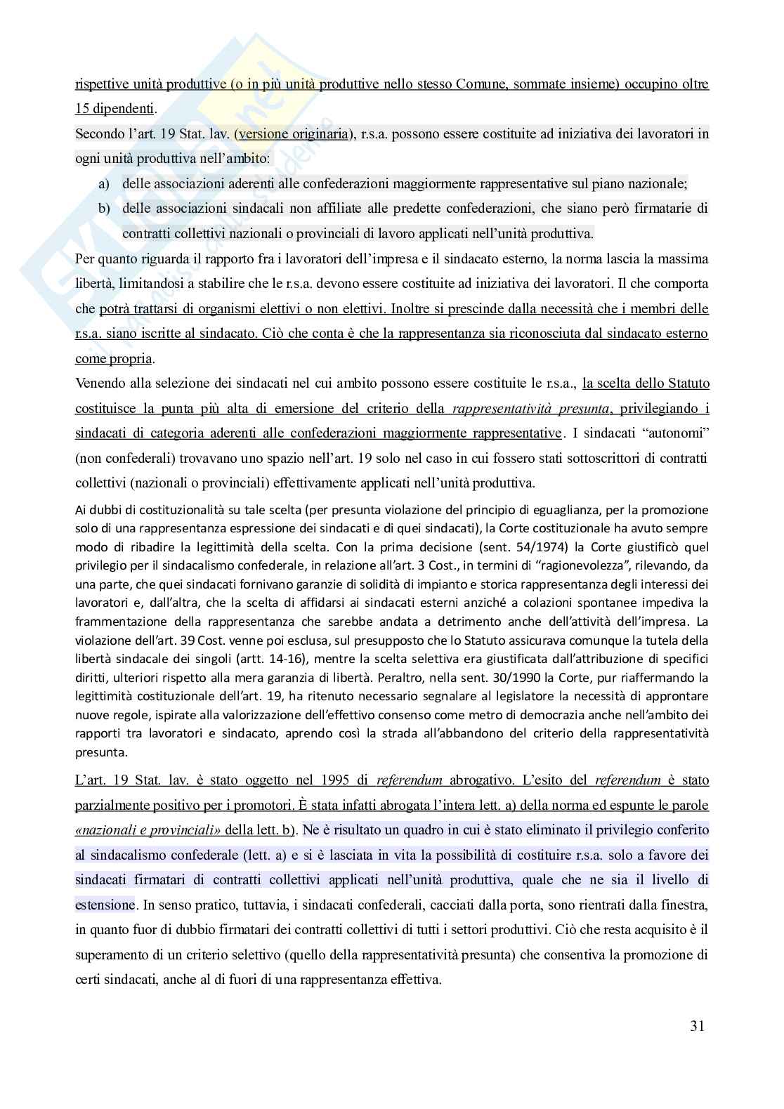 Riassunto esame Diritto del lavoro, Prof. Carinci Maria Teresa, libro consigliato Manuale di diritto del lavoro, Mazzotta Pag. 31