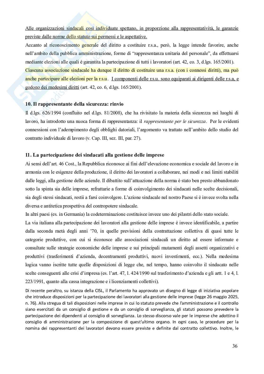 Riassunto esame Diritto del lavoro, Prof. Carinci Maria Teresa, libro consigliato Manuale di diritto del lavoro, Mazzotta Pag. 36