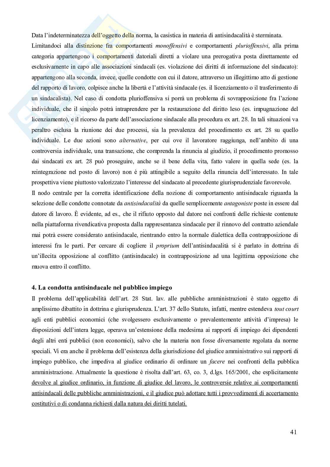 Riassunto esame Diritto del lavoro, Prof. Carinci Maria Teresa, libro consigliato Manuale di diritto del lavoro, Mazzotta Pag. 41