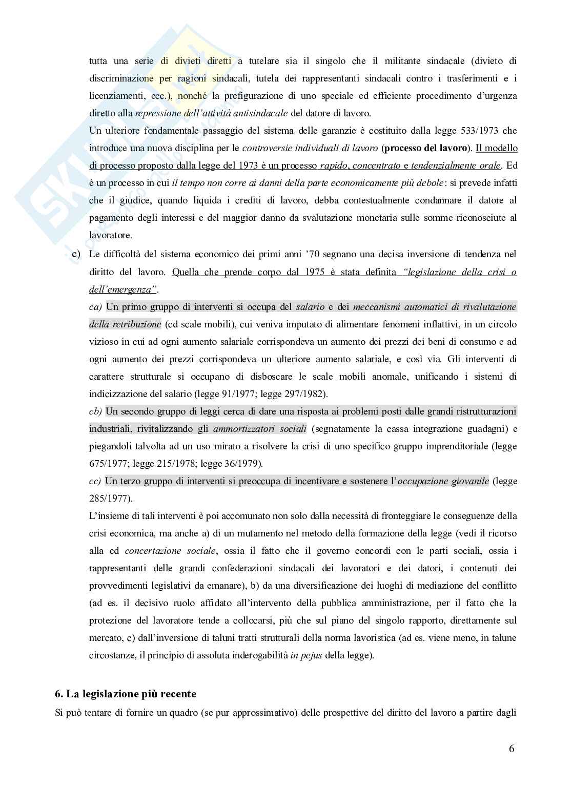 Riassunto esame Diritto del lavoro, Prof. Carinci Maria Teresa, libro consigliato Manuale di diritto del lavoro, Mazzotta Pag. 6