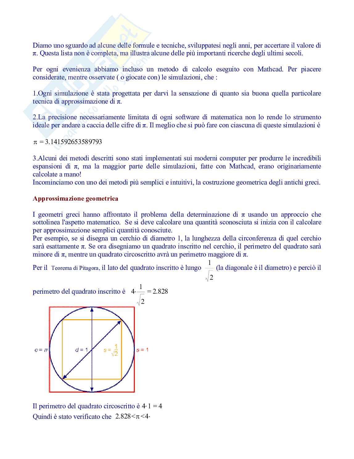 Calcolo di Pi greco nella storia della matematica Pag. 2