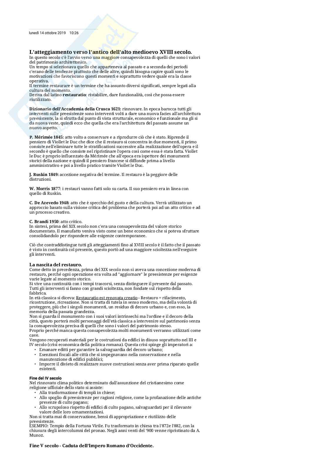 L'atteggiamento verso l'antico dell'alto Medioevo XVIII secolo Pag. 1