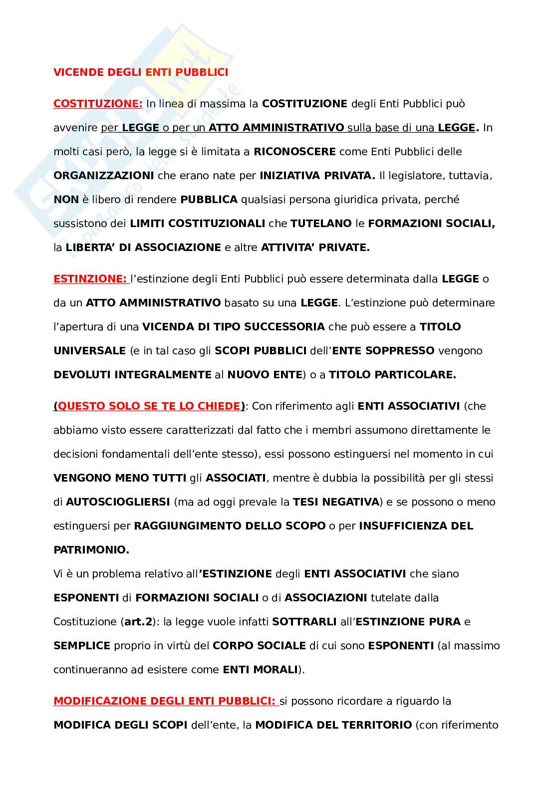 Vicende degli enti pubblici Pag. 1