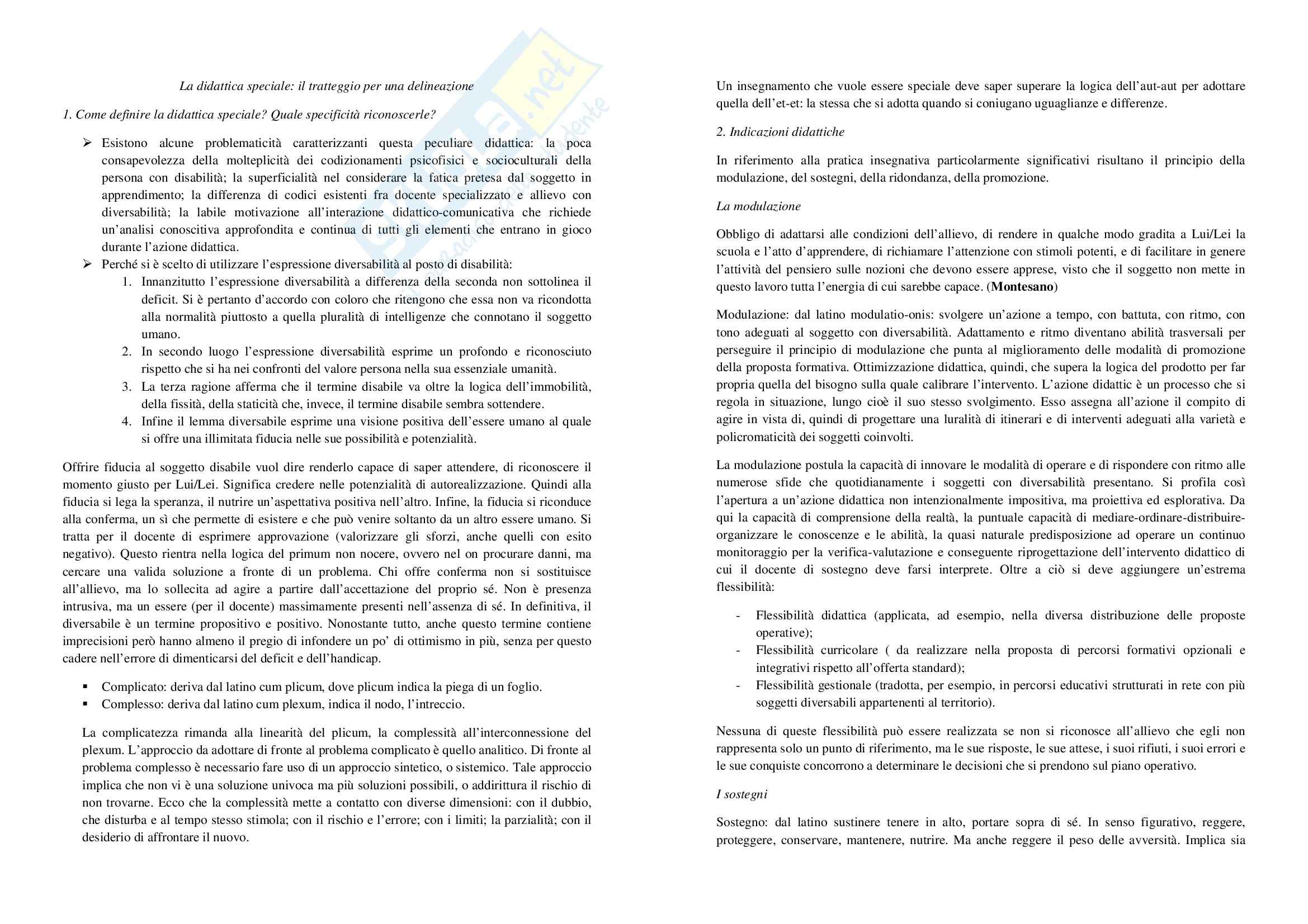 Riassunto esame Pedagogia Speciale, prof. Elia, libro consigliato Questioni di Pedagogia Speciale, Elia Pag. 11