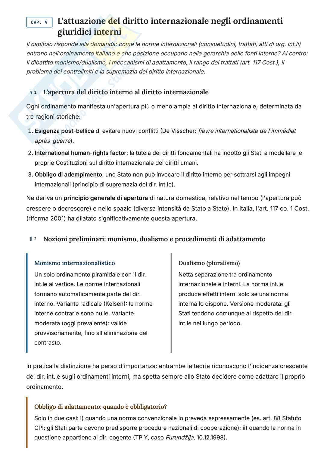 Riassunto esame Diritto internazionale , Prof. Cinelli Claudia, libro consigliato Introduzione al diritto internazionale, Palombino Pag. 21