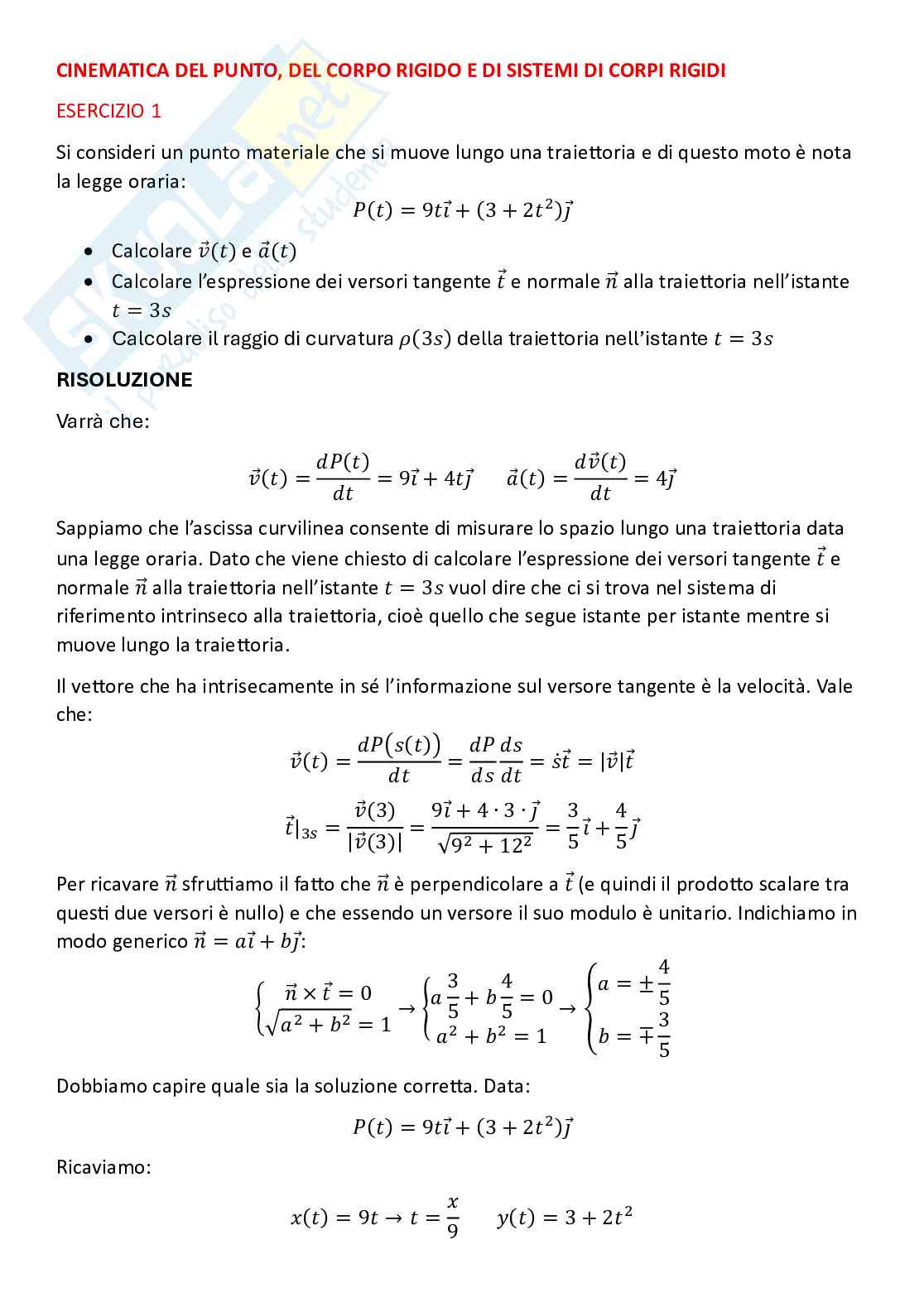 Fondamenti di meccanica teorica ed applicata - esercitazioni Pag. 1