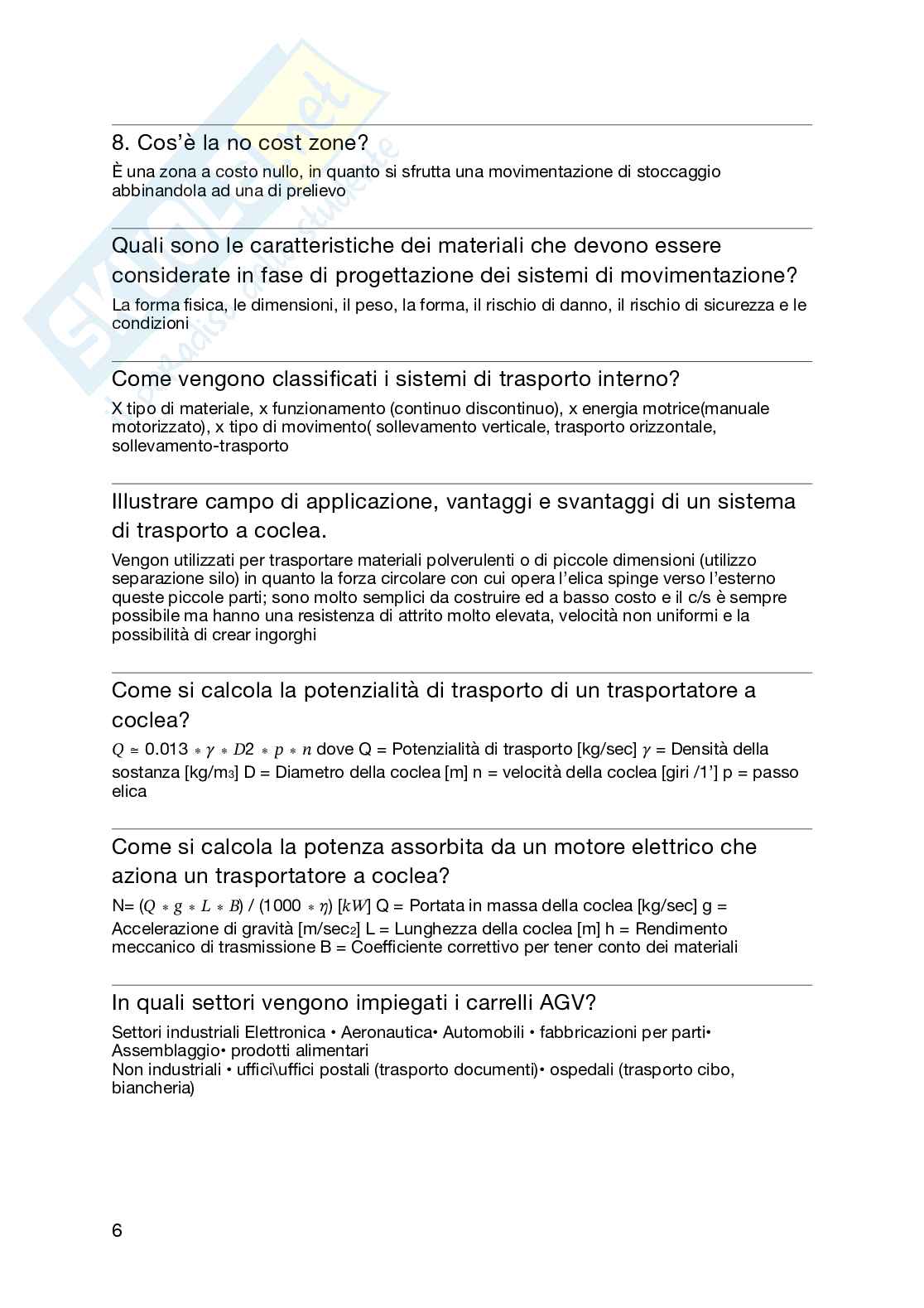 Domande aperte Logistica industriale Pag. 6