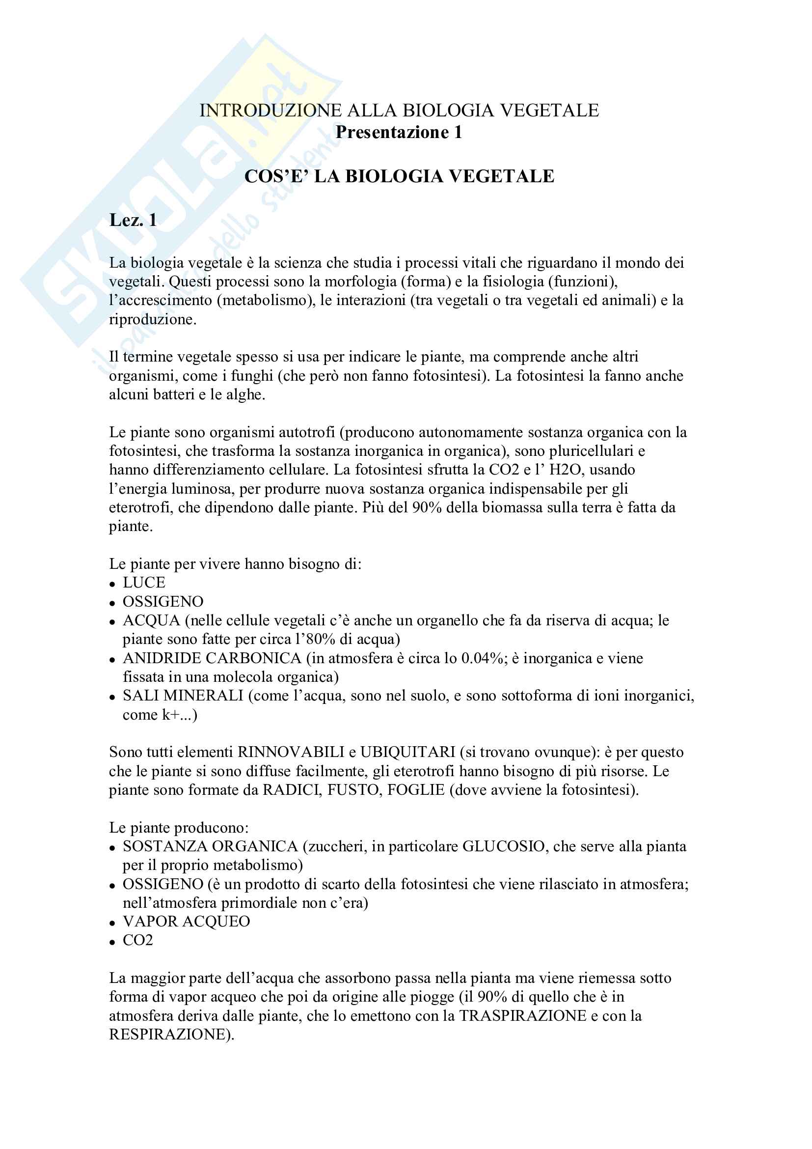 Biologia vegetale Pag. 1