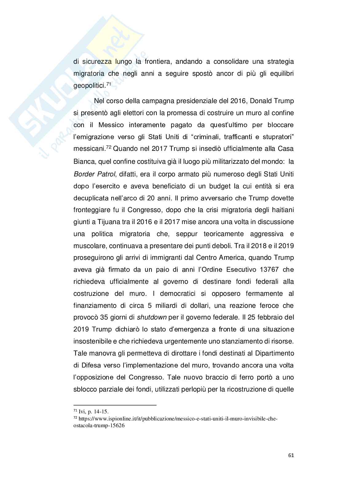 Crisi migratoria al confine tra Messico e Stati Uniti: implicazioni geo-demografiche, politiche ed economiche Pag. 61