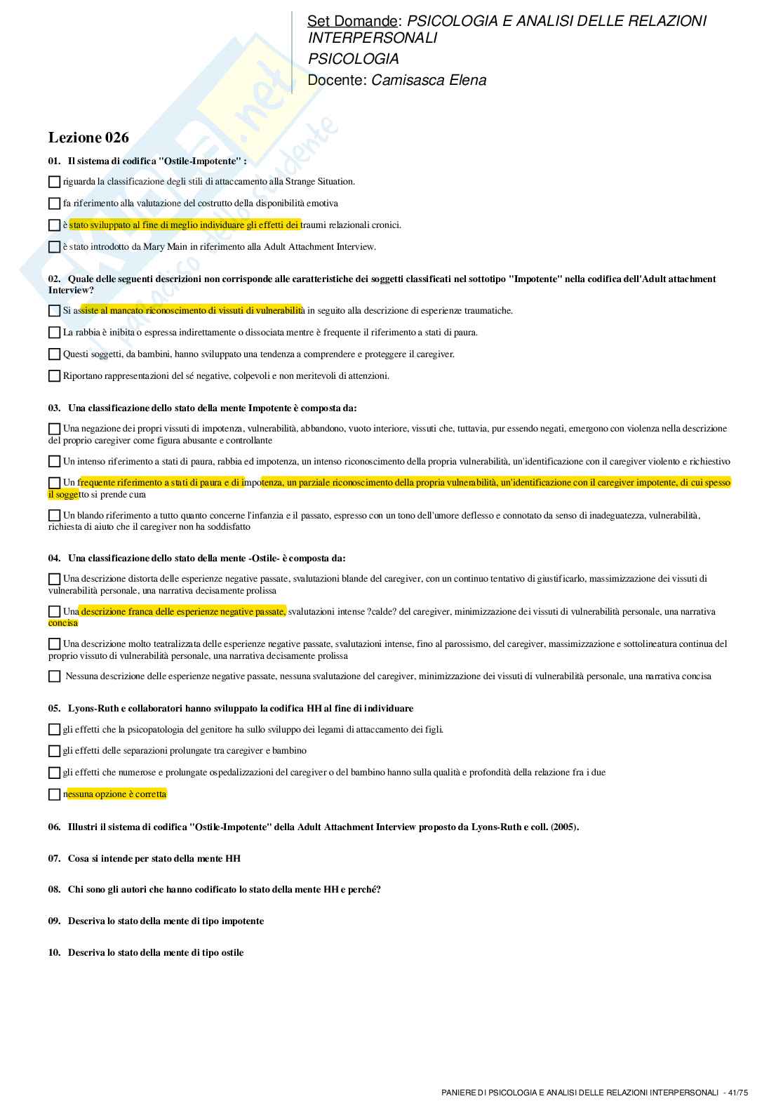 Psicologia e analisi delle relazioni interpersonali Pag. 41