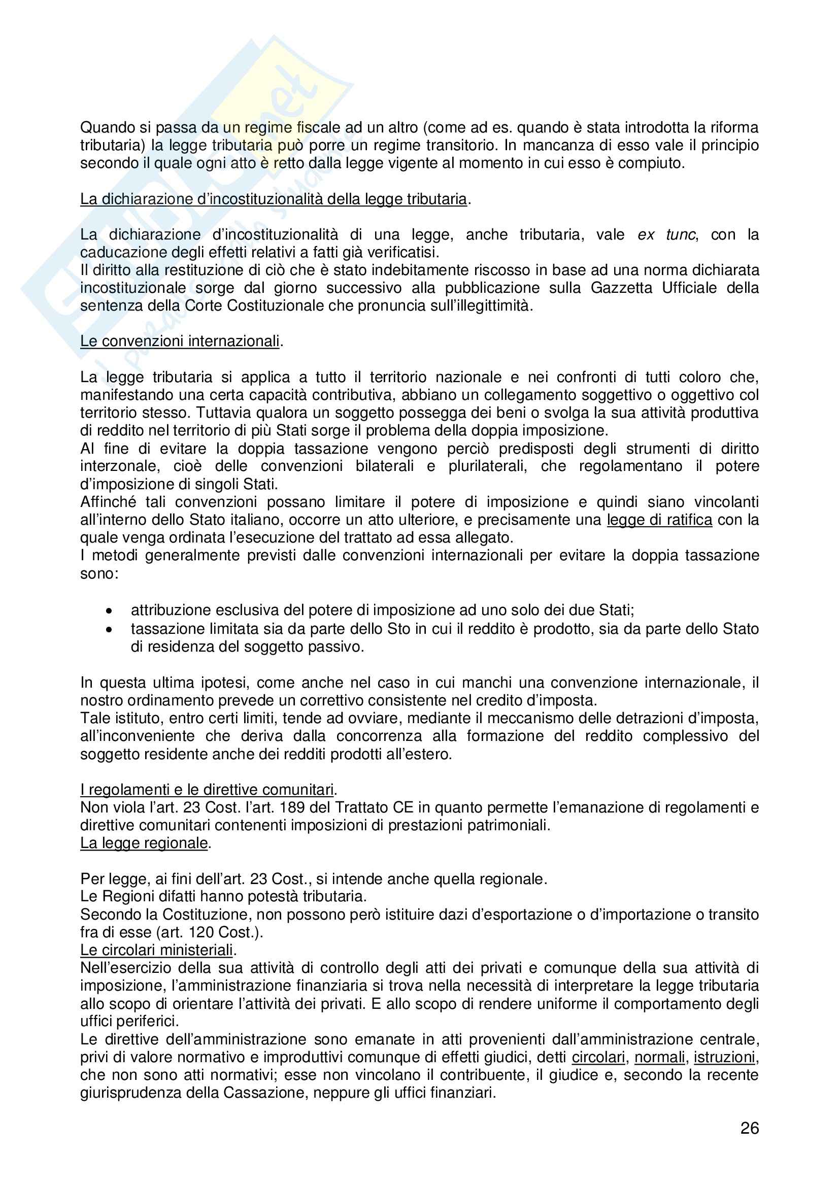 Riassunto esame Diritto, prof. Logozzo, libro consigliato Diritto tributario, De Mita Pag. 26