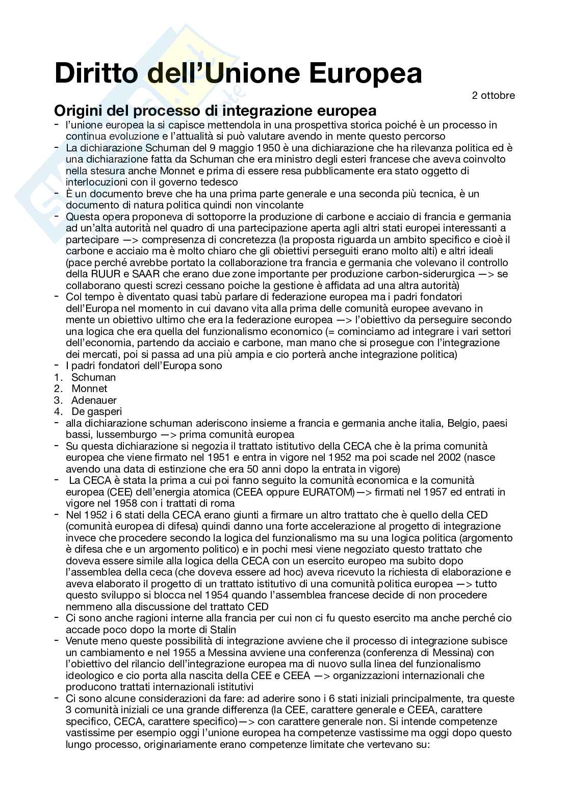Diritto dell'Unione Europea Pag. 1