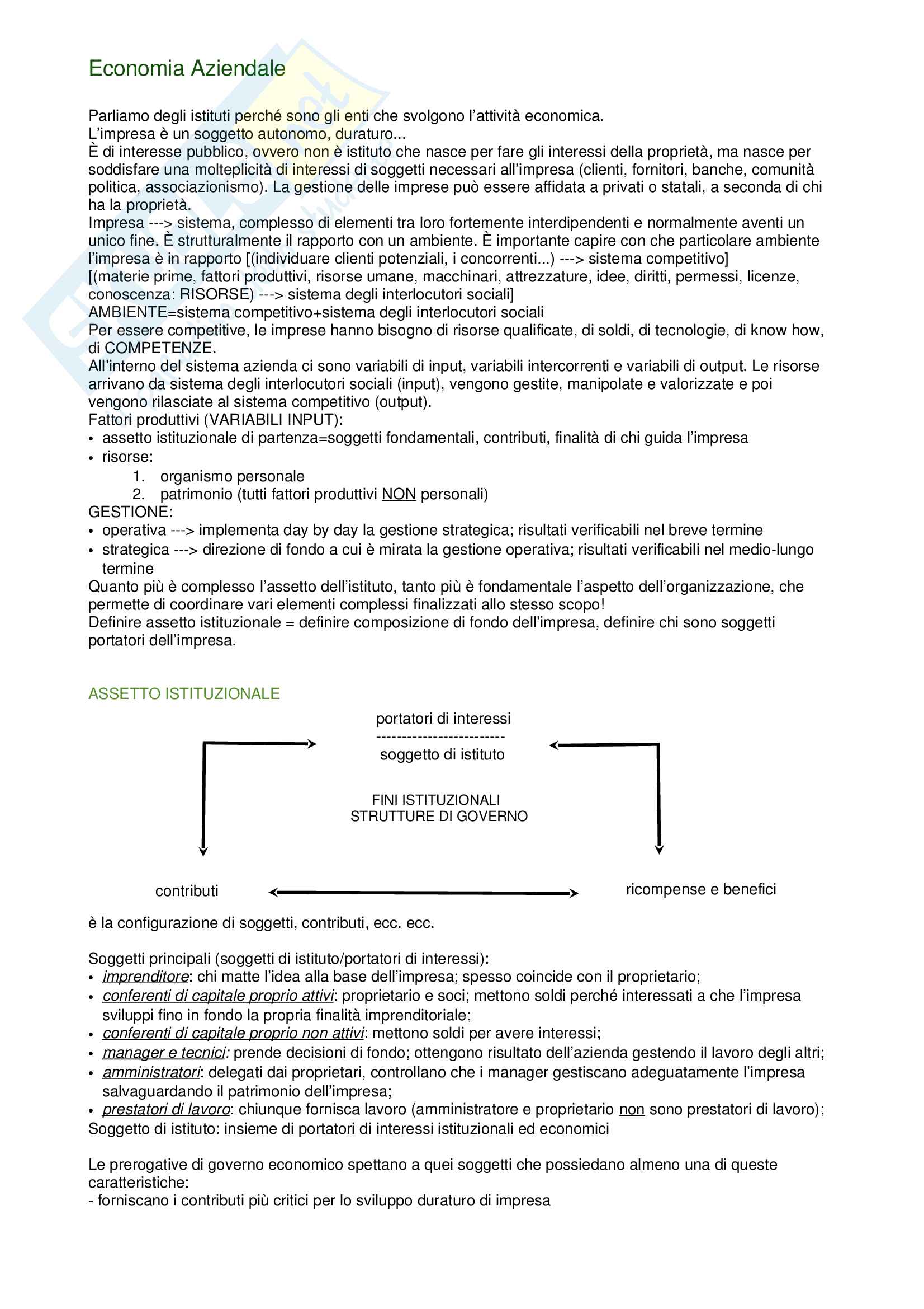 Economia aziendale Pag. 1