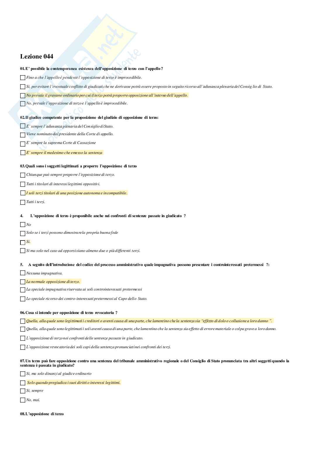 paniere diritto amministrativo 2 - risposte multiple Pag. 46