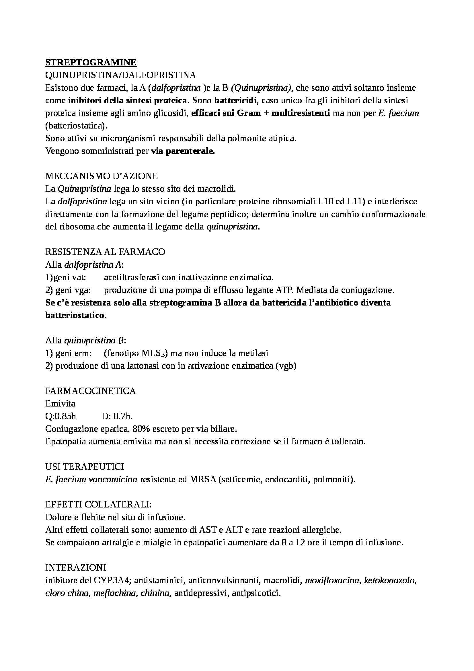 Farmacologia e tossicologia - Macrolidi, chetolidi, lincosamidi, streptogramine e oxalidinani Pag. 6