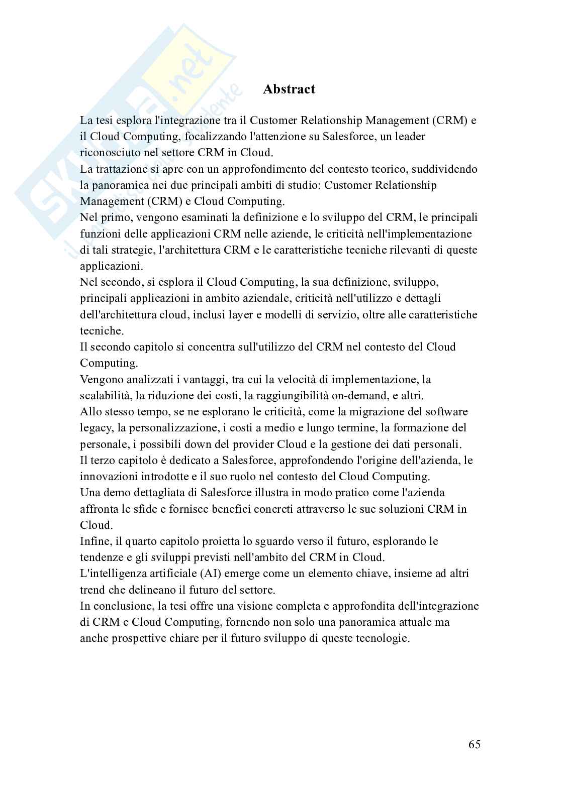 Tesi “L’ottimizzazione delle relazioni con i clienti attraverso i moderni Crm basati su cloud” Pag. 66