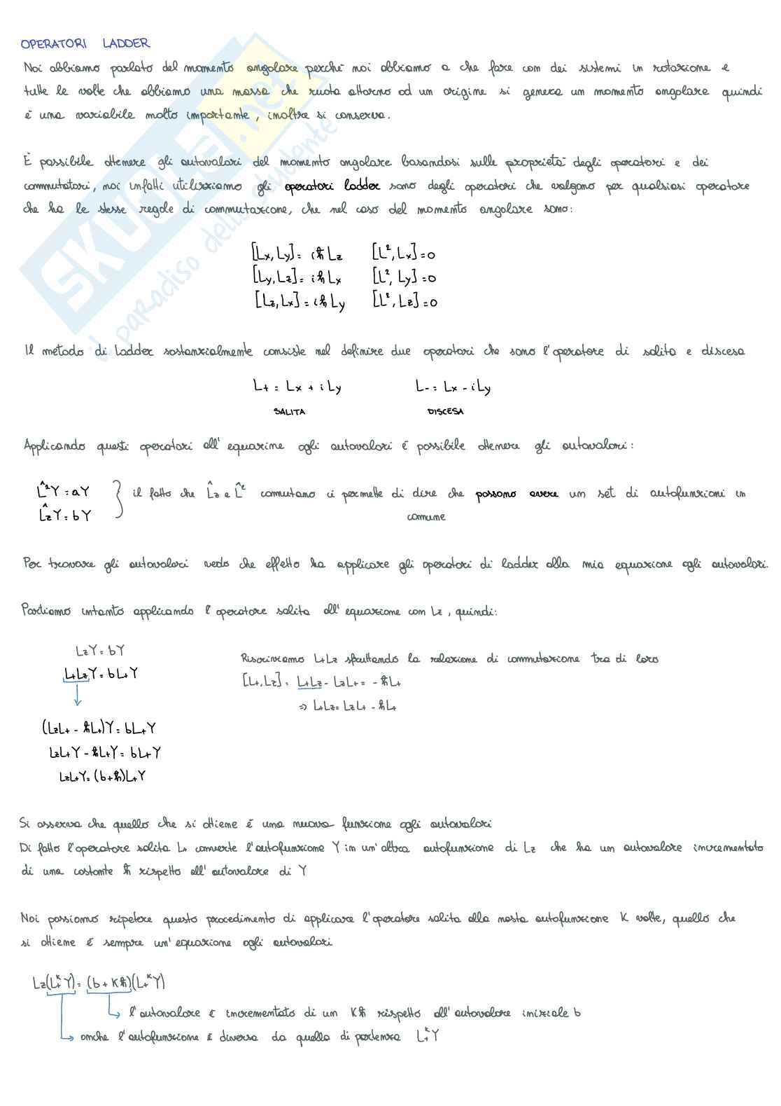 Operatori Ladder (salita e discesa), esame Chimica fisica 1  Pag. 1