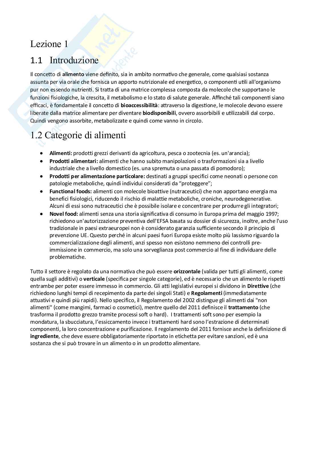 Lezione 1 Chimica degli alimenti Pag. 1