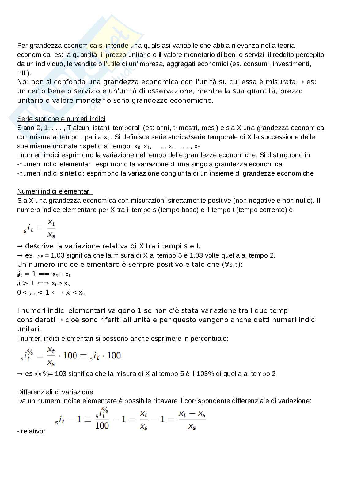 Statistica per l’economia e l’impresa - numeri indici Pag. 1