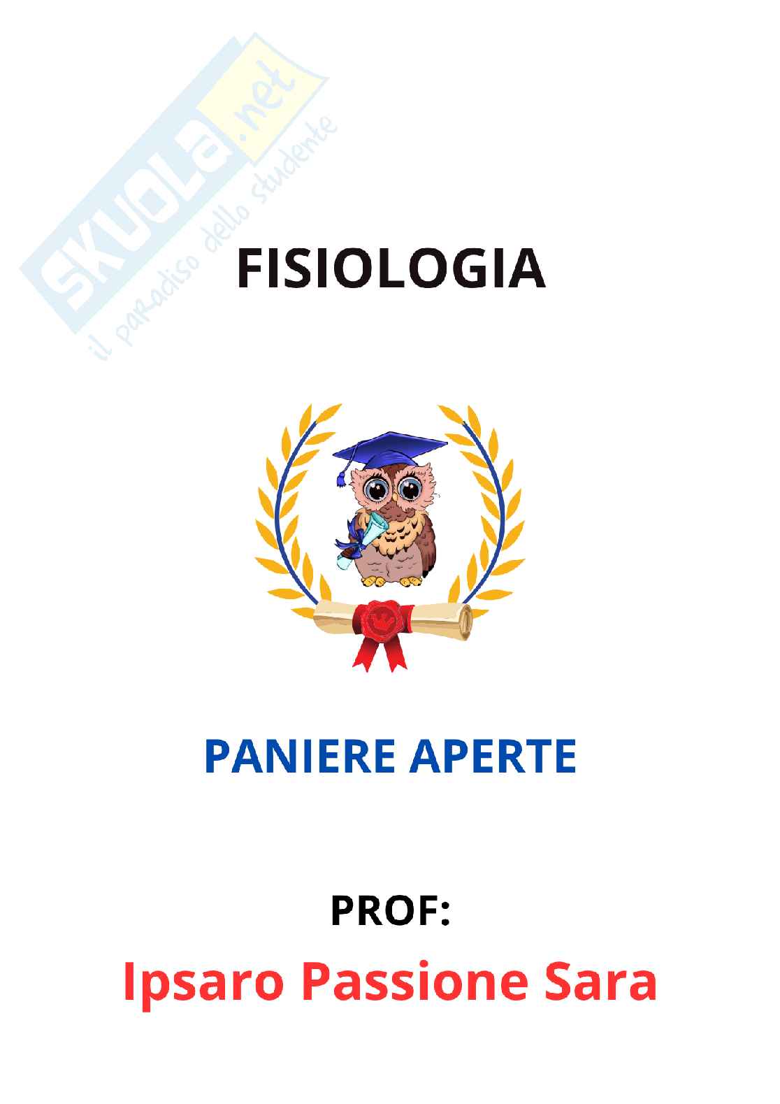 Paniere Fisiologia (2026) - Risposte aperte corrette  Pag. 1