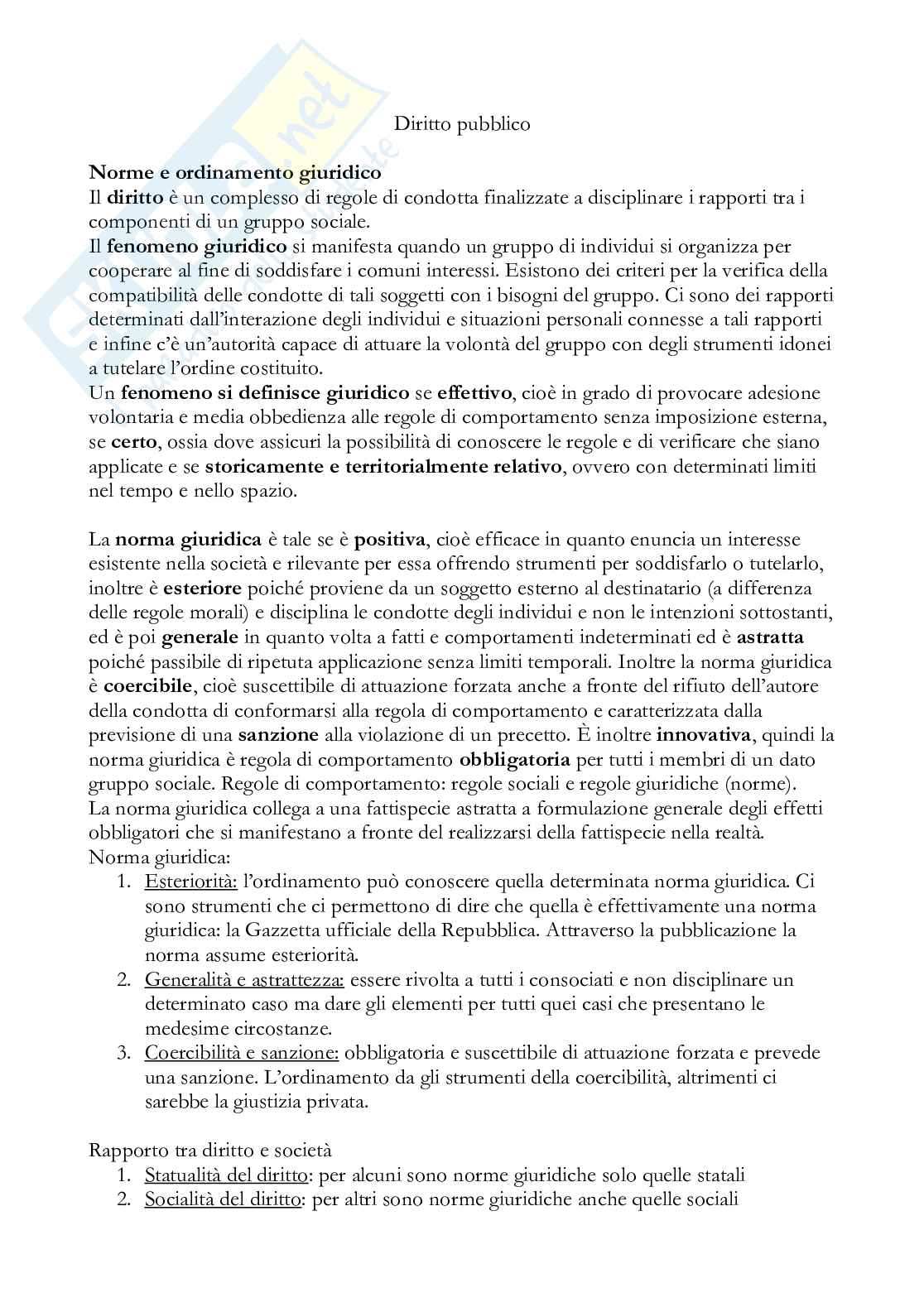 Diritto pubblico - Appunti completi Pag. 1