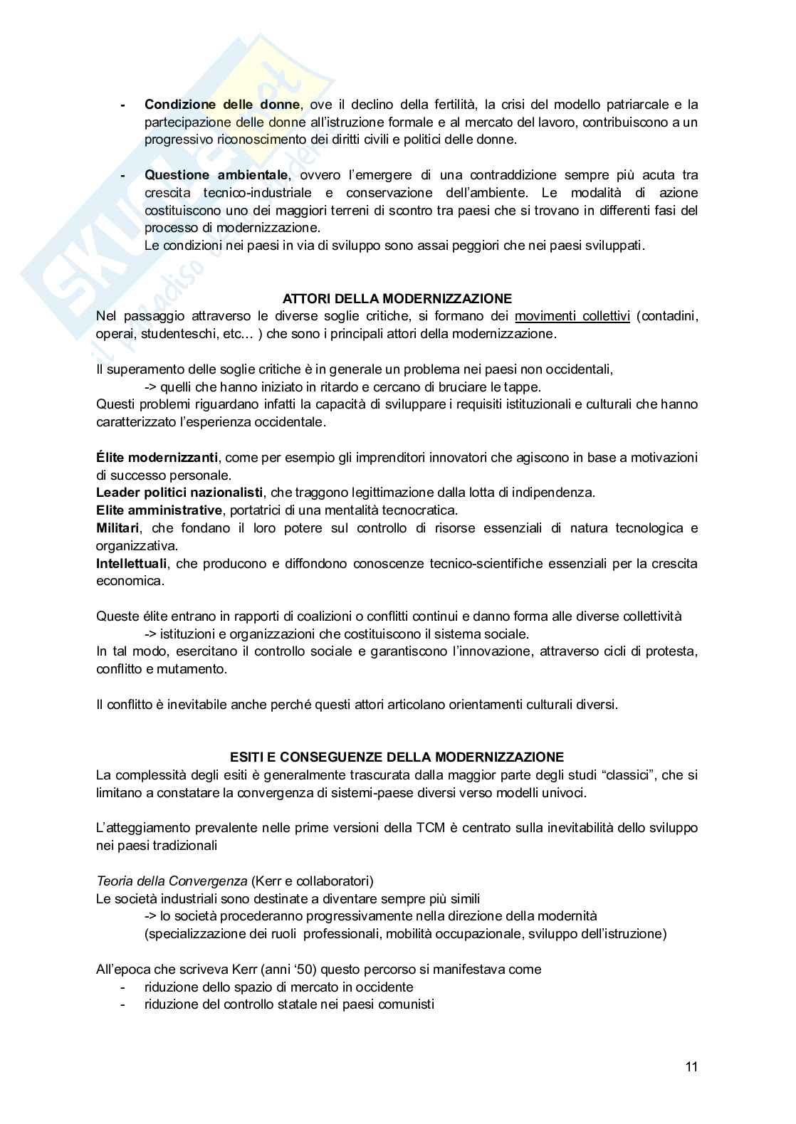 Riassunto esame Sociologia dello sviluppo, Prof. Borghi Vando, libro consigliato La modernizzazione, Alberto Martinelli Pag. 11