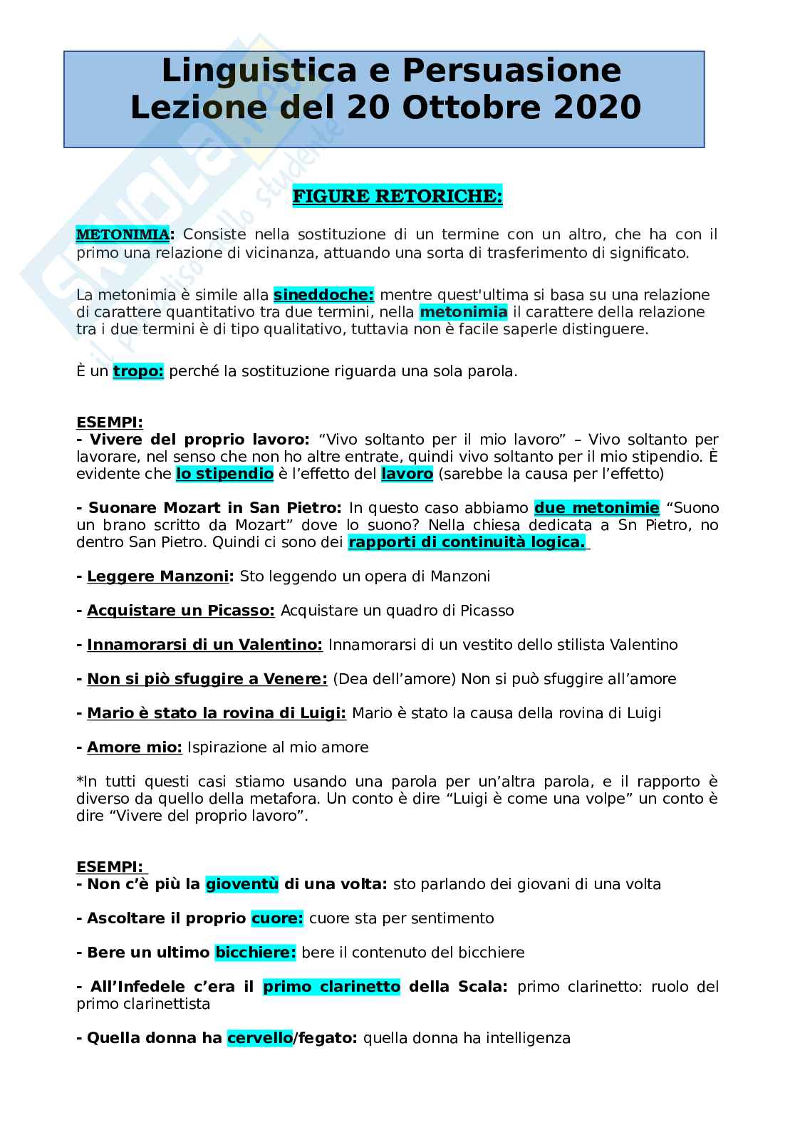 Appunti Lezione 3 di Linguistica e Persuasione Pag. 1