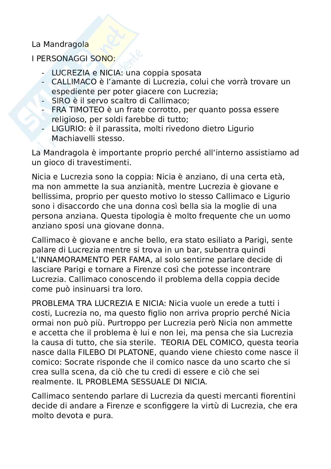 La Mandragola di N. Machiavelli Pag. 1