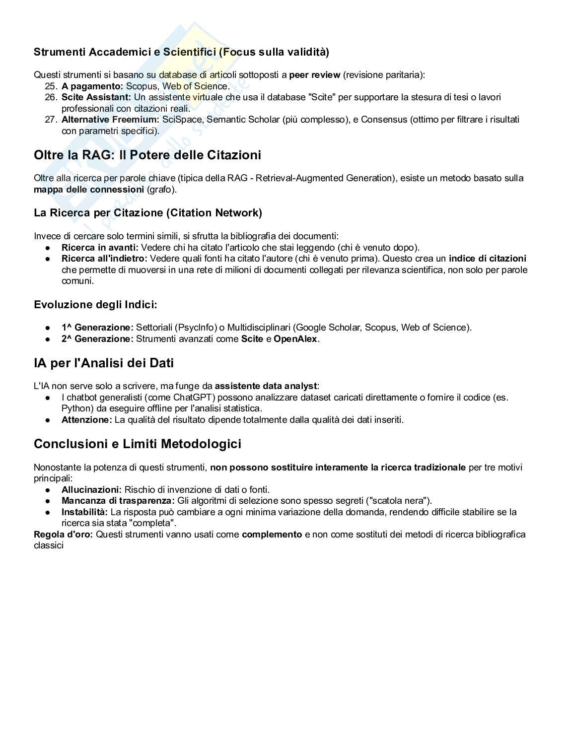 Appunti  di Informatica e ricerca bibliografica – IA, R, Excel, APA e Banche Dati Pag. 11