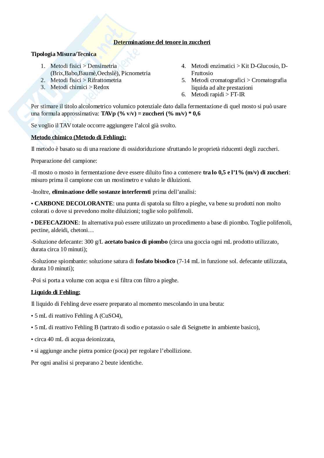 Appunti di analisi chimiche enologiche e strumentali Pag. 1
