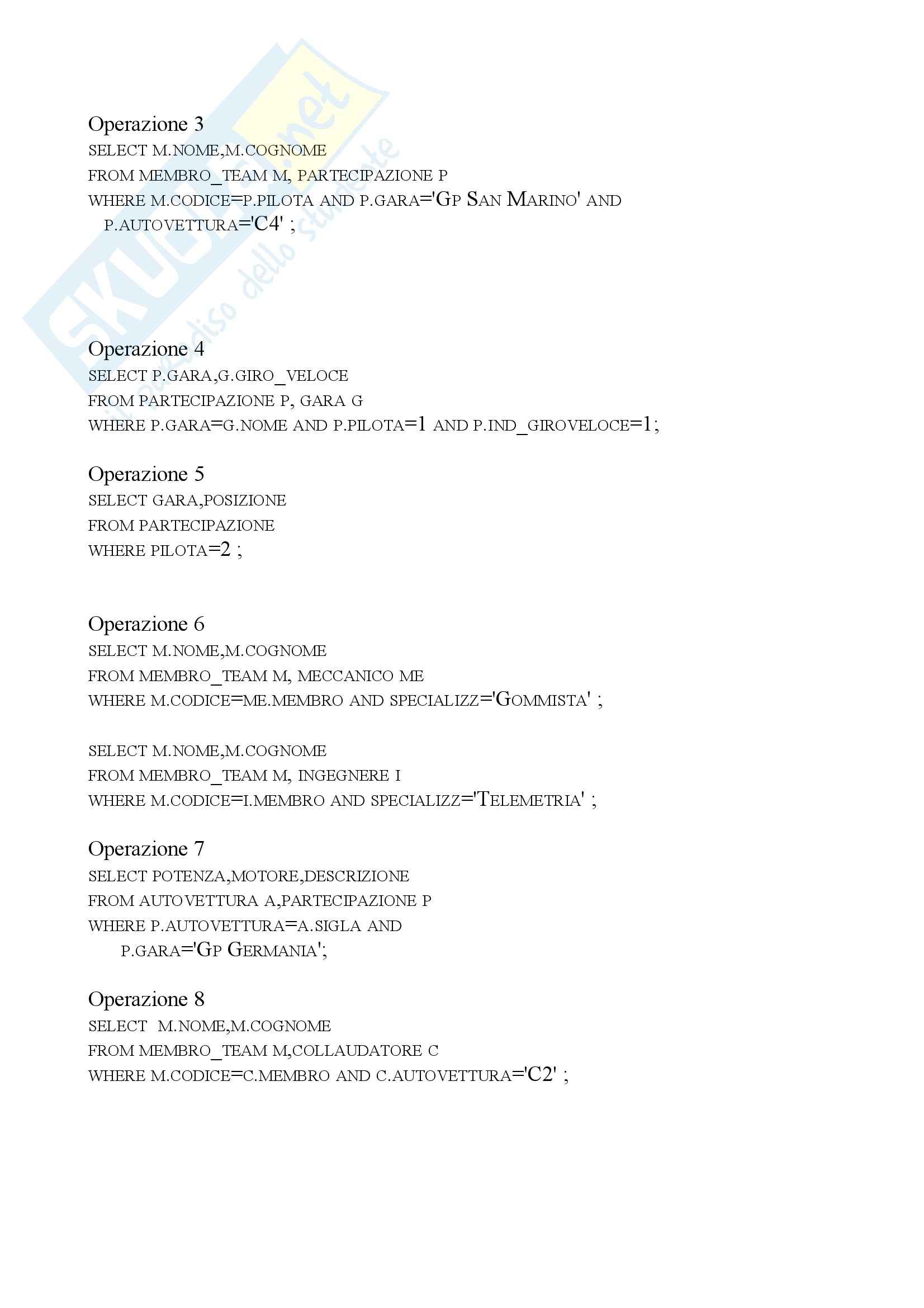 Basi di Dati – Gestione team Formula 1 Pag. 11