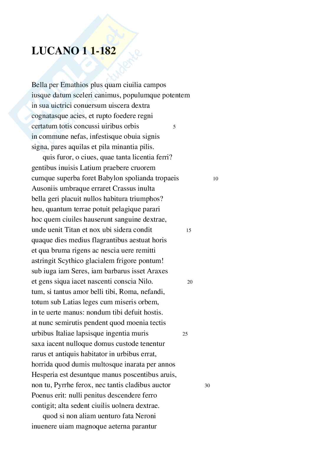 Lucano, Farsalia 1 1-182 Pag. 1