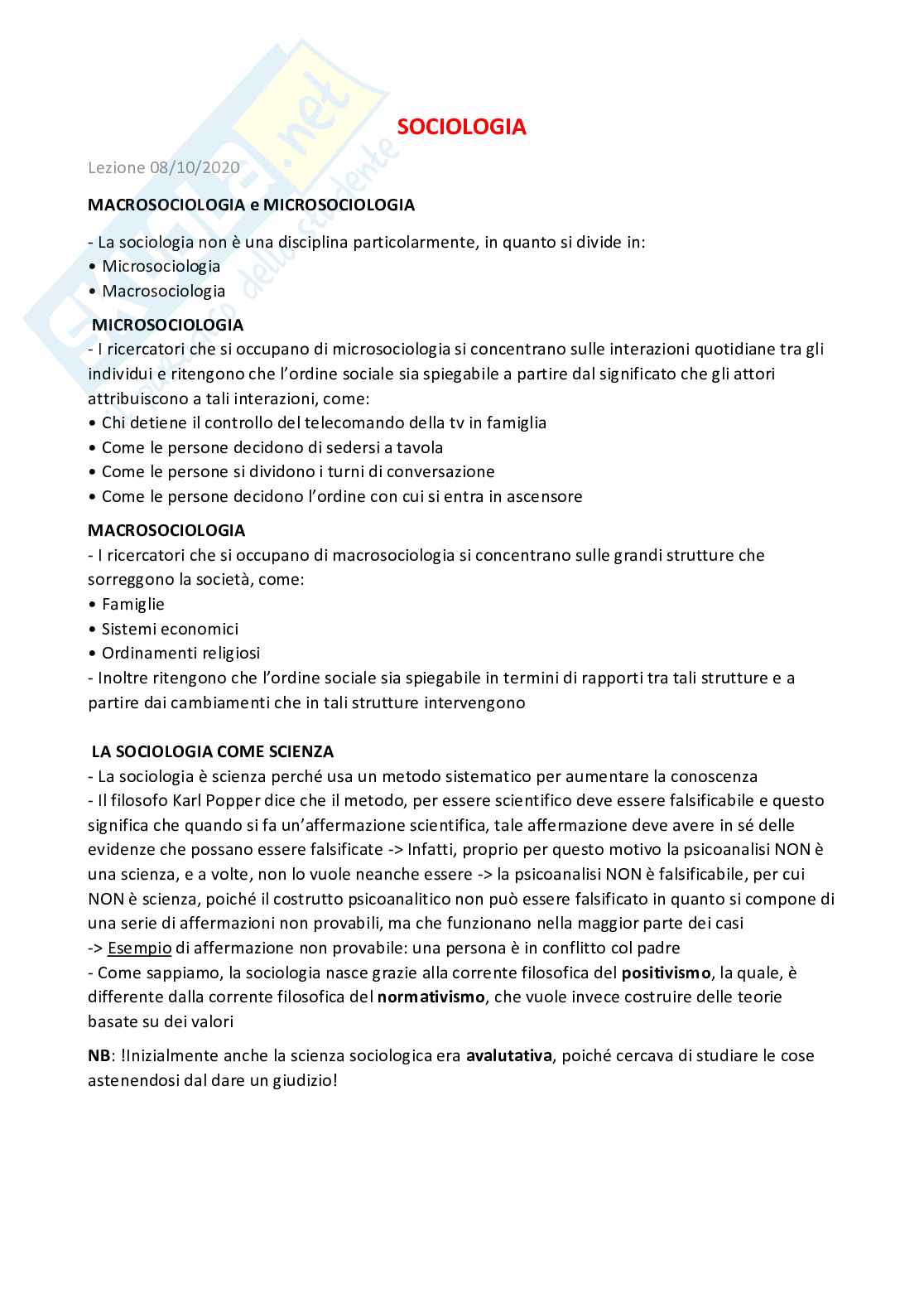 Appunti di Sociologia dei processi culturali (a.a. 20-21) Pag. 1