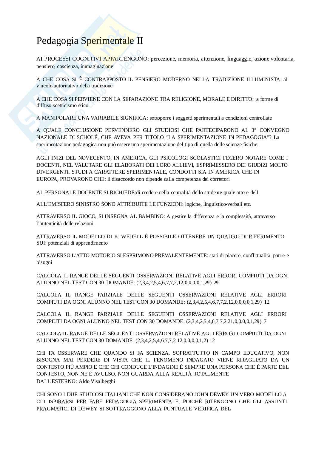 Pedagogia sperimentale II  Pag. 1