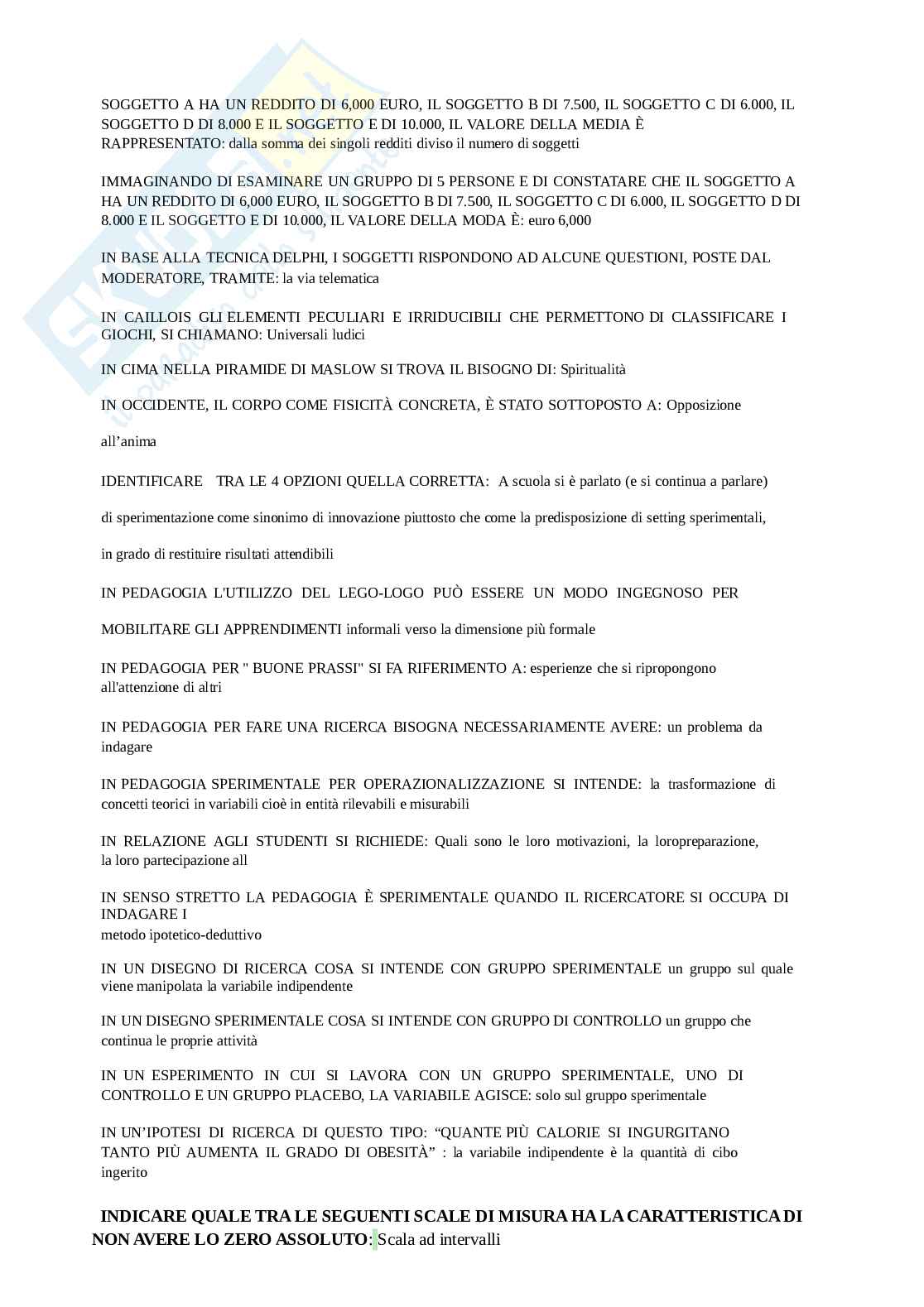 Pedagogia sperimentale II  Pag. 11