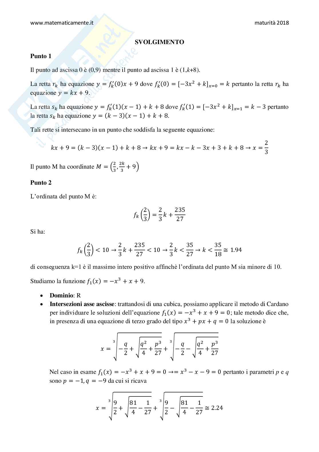 2018 Tema di matematica, sessione ordinaria (indirizzi: scientifico comunicazione opzione sportiva) Pag. 2